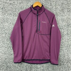 Eddie Bauer Pullover Womens Large Purple Quarter Zip First Ascent Fleece Lined L